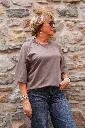 T-shirt raglan délavé - Chocolat — vue 5