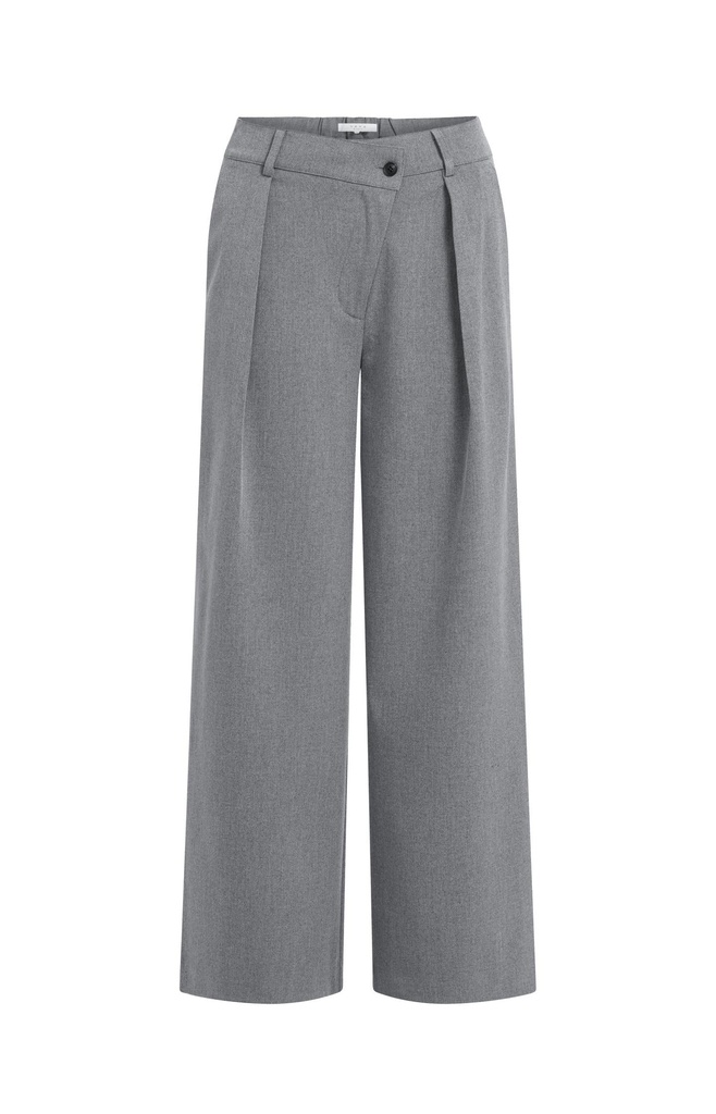 Pantalon en tissu à jambes larges et fermeture asymétrique - YAYA - Anthracite Melange