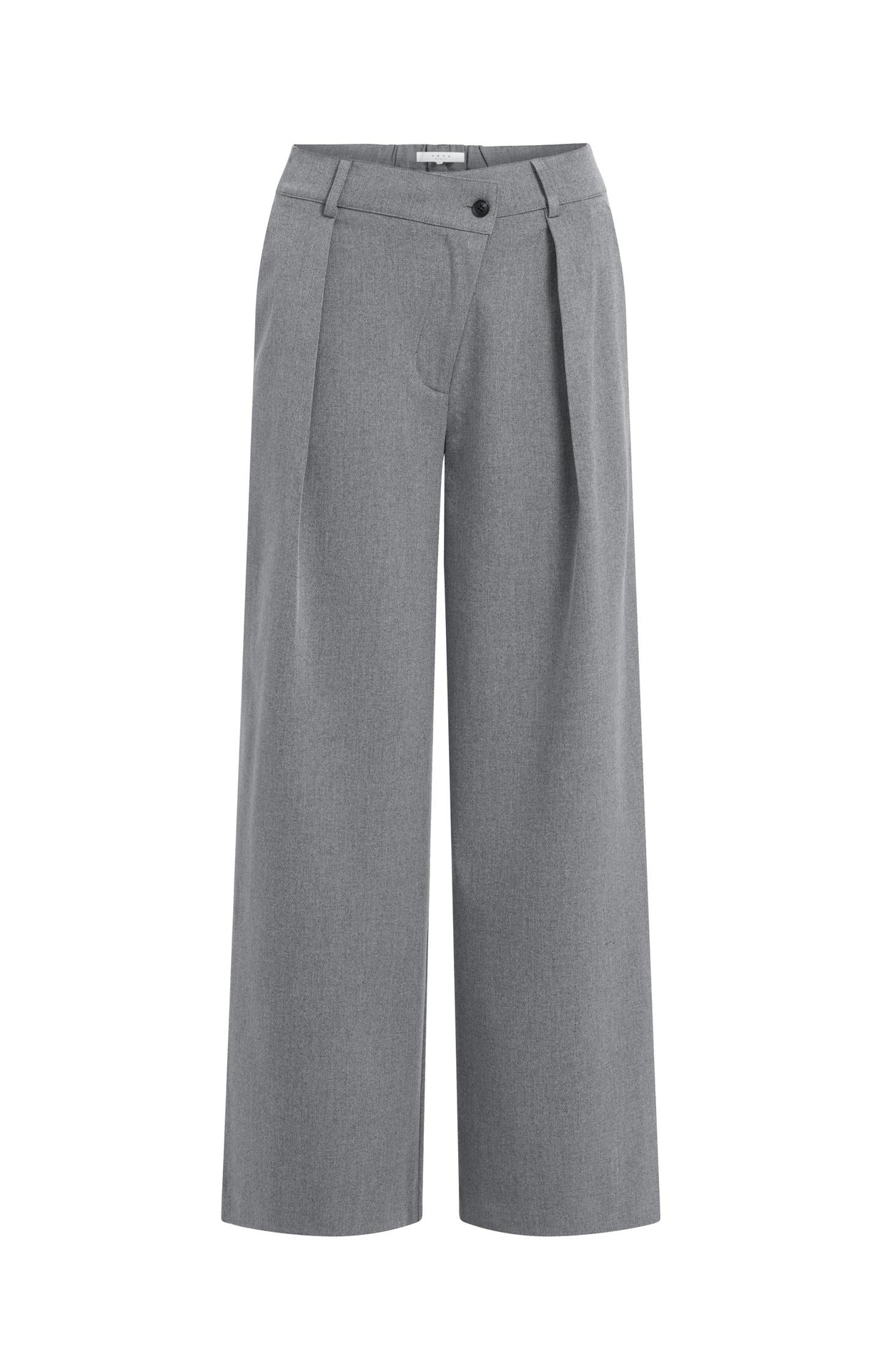 Pantalon en tissu à jambes larges et fermeture asymétrique - YAYA - Anthracite Melange (2)