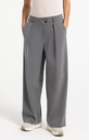 Pantalon en tissu à jambes larges et fermeture asymétrique - YAYA - Anthracite Melange (3)