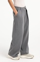 Pantalon en tissu à jambes larges et fermeture asymétrique - YAYA - Anthracite Melange (4)