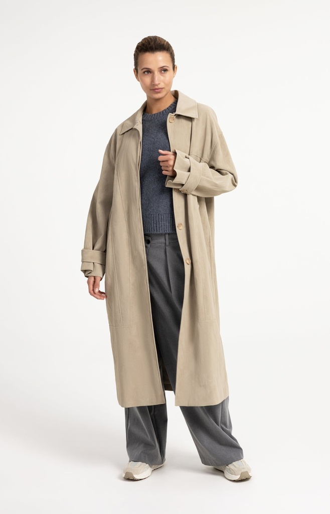 Pantalon en tissu à jambes larges et fermeture asymétrique - YAYA - Anthracite Melange (7)