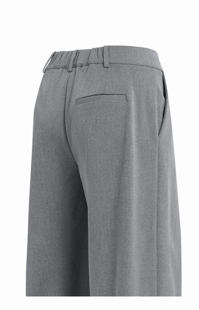 Pantalon en tissu à jambes larges et fermeture asymétrique - YAYA - Anthracite Melange (12)