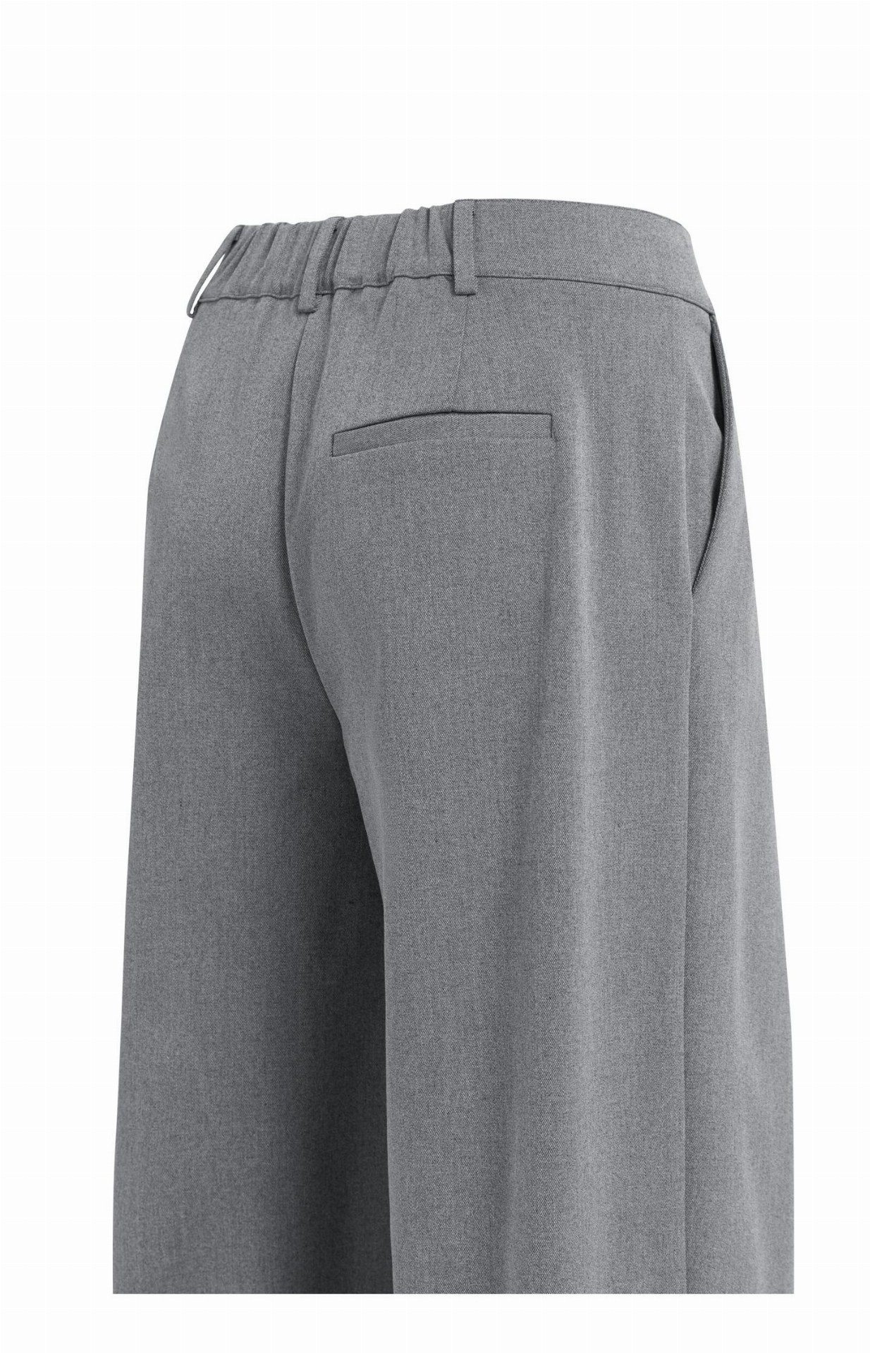 Pantalon en tissu à jambes larges et fermeture asymétrique - YAYA - Anthracite Melange (12)