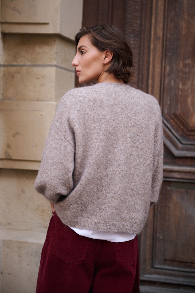Gilet manches 3/4 - Taupe (2)