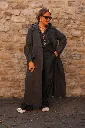 Manteau extra-long en laine mélangée et à la coupe oversize - YAYA - Hole Black Melange (vue 3)