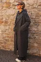Manteau extra-long en laine mélangée et à la coupe oversize - YAYA - Hole Black Melange (vue 2)