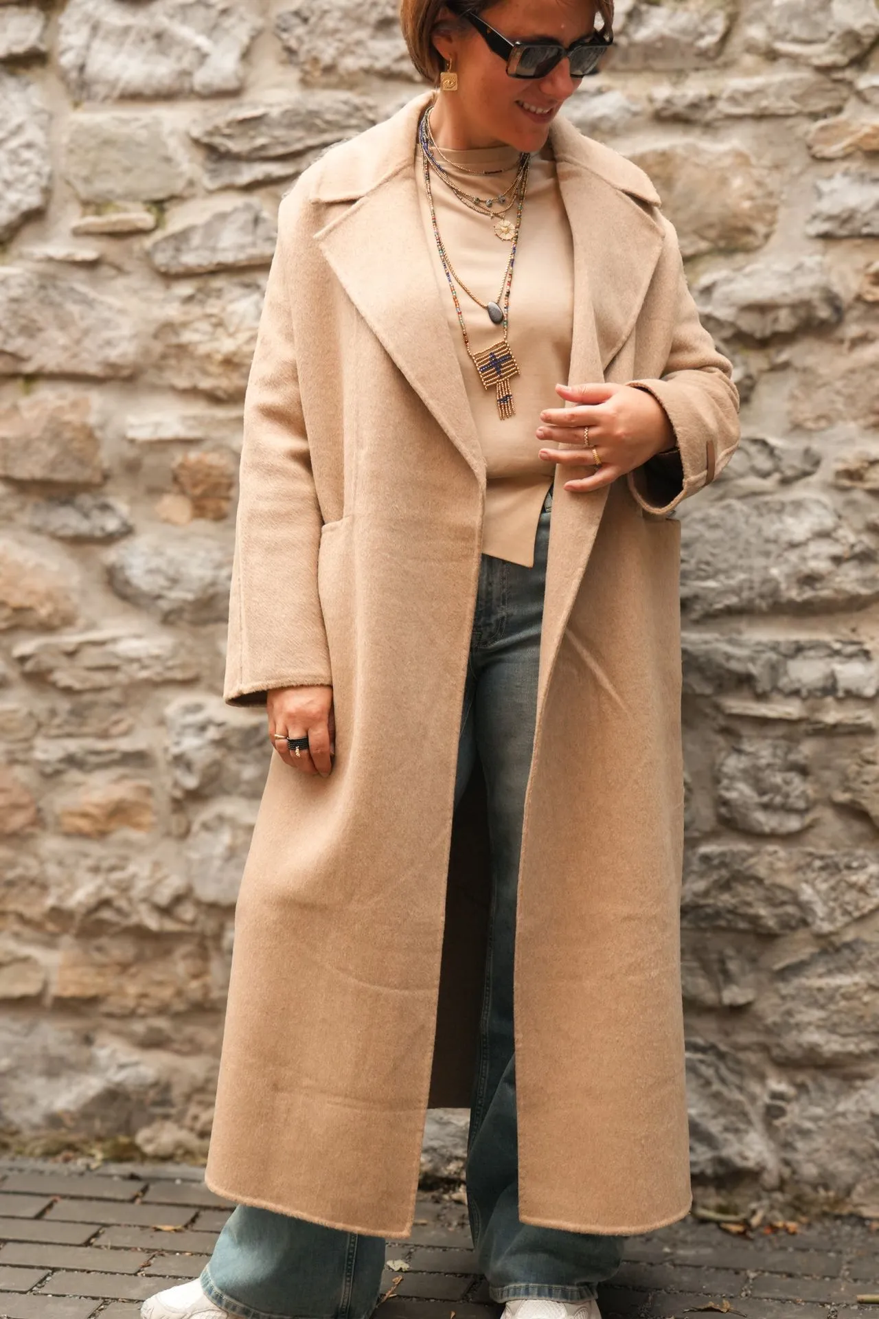 Manteau extra-long en laine mélangée et à la coupe oversize - YAYA - Cornstalk Brown Melange — vue 21