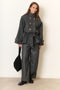 Manteau à nouer double boutonnage - Gris (2)