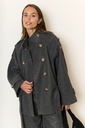 Manteau à nouer double boutonnage - Gris (3)