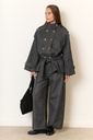 Manteau à nouer double boutonnage - Gris (4)