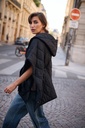 Manteau cape matelassé oversize - Noir (9)