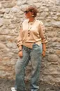 Pull léger avec ceinture et détails plissés - YAYA - Cornstalk Brown (vue 6)