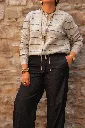 Cardigan rayé en maille avec lien à nouer - YAYA - Medium Grey Melange (vue 2)