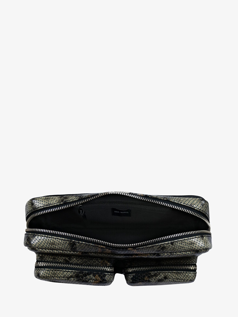 SAC BANANE CUIR UNISEX - LABANANE 90'S PYTHON - GRIS / NOIR — vue 5