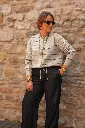 Cardigan rayé en maille avec lien à nouer - YAYA - Medium Grey Melange (vue 3)