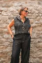 Haut en maille sans manches avec capuche en jersey - YAYA - Hole Black (vue 3)