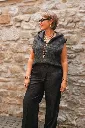 Haut en maille sans manches avec capuche en jersey - YAYA - Hole Black (vue 2)