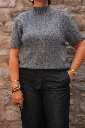 Pull en maille torsadée à manches courtes - YAYA - Arctic Seal Grey Melange — vue 6
