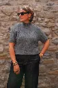 Pull en maille torsadée à manches courtes - YAYA - Arctic Seal Grey Melange — vue 2
