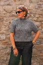 Pull en maille torsadée à manches courtes - YAYA - Arctic Seal Grey Melange — vue 3