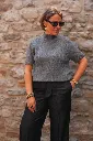 Pull en maille torsadée à manches courtes - YAYA - Arctic Seal Grey Melange — vue 5