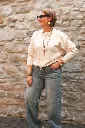 Pull avec manches chauve-souris et cordon de serrage - YAYA - Off White Melange (vue 5)