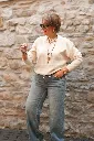 Pull avec manches chauve-souris et cordon de serrage - YAYA - Off White Melange (vue 6)