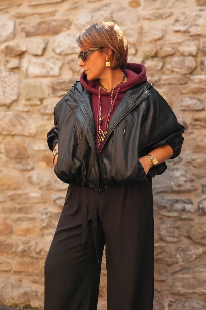 Blouson zippé en simili cuir - Noir (vue 2)