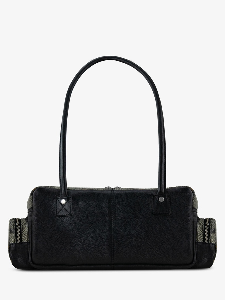 SAC MULTI-POCHES CUIR PYTHON GRIS ET NOIR UNISEXE LEBASSET 90'S PYTHON - GRIS / NOIR — vue 5