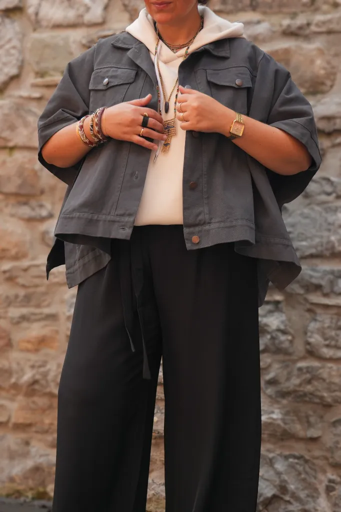 Veste courte manches cape - Smoke (vue 4)