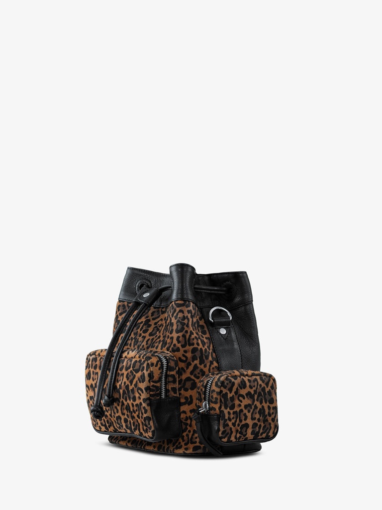 SAC SEAU CUIR LÉOPARD NOIR UNISEXE LESEAU 90'S LÉOPARD - NOIR — vue 2