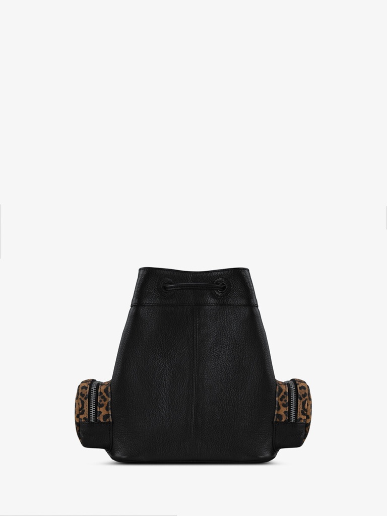 SAC SEAU CUIR LÉOPARD NOIR UNISEXE LESEAU 90'S LÉOPARD - NOIR — vue 3