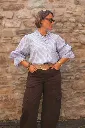 Blouse rayée col à volants - Rayé bleu (vue 4)