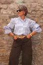 Blouse rayée col à volants - Rayé bleu (vue 6)