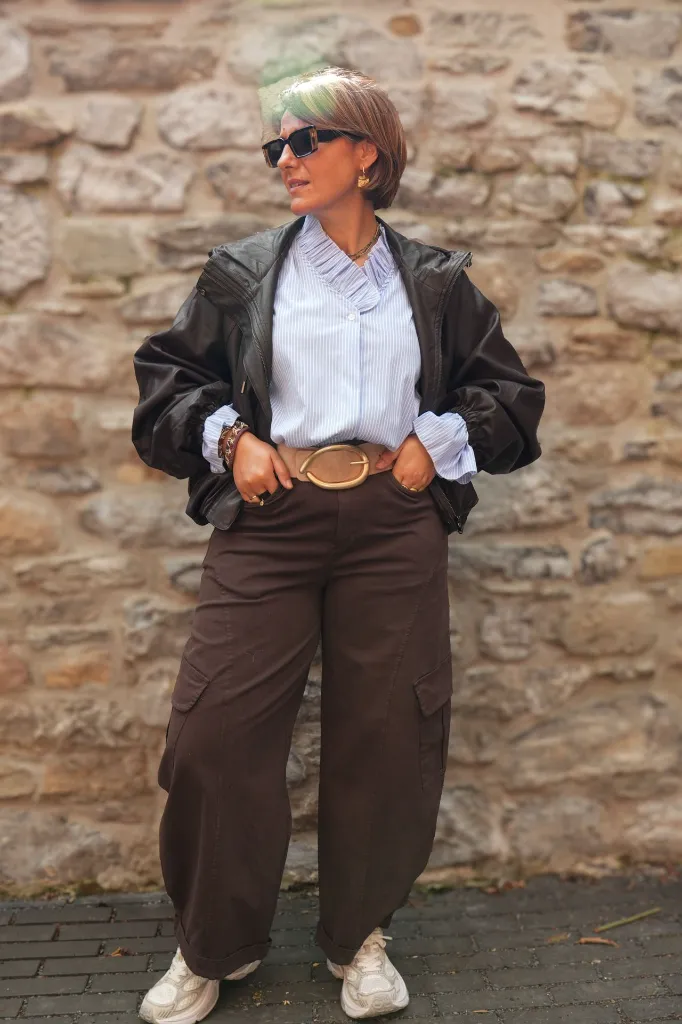 Blouse rayée col à volants - Rayé bleu (vue 8)