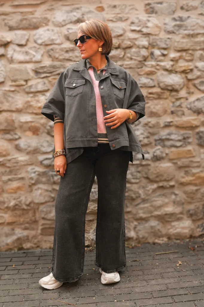 Jeans wide leg - gris foncé (vue 9)