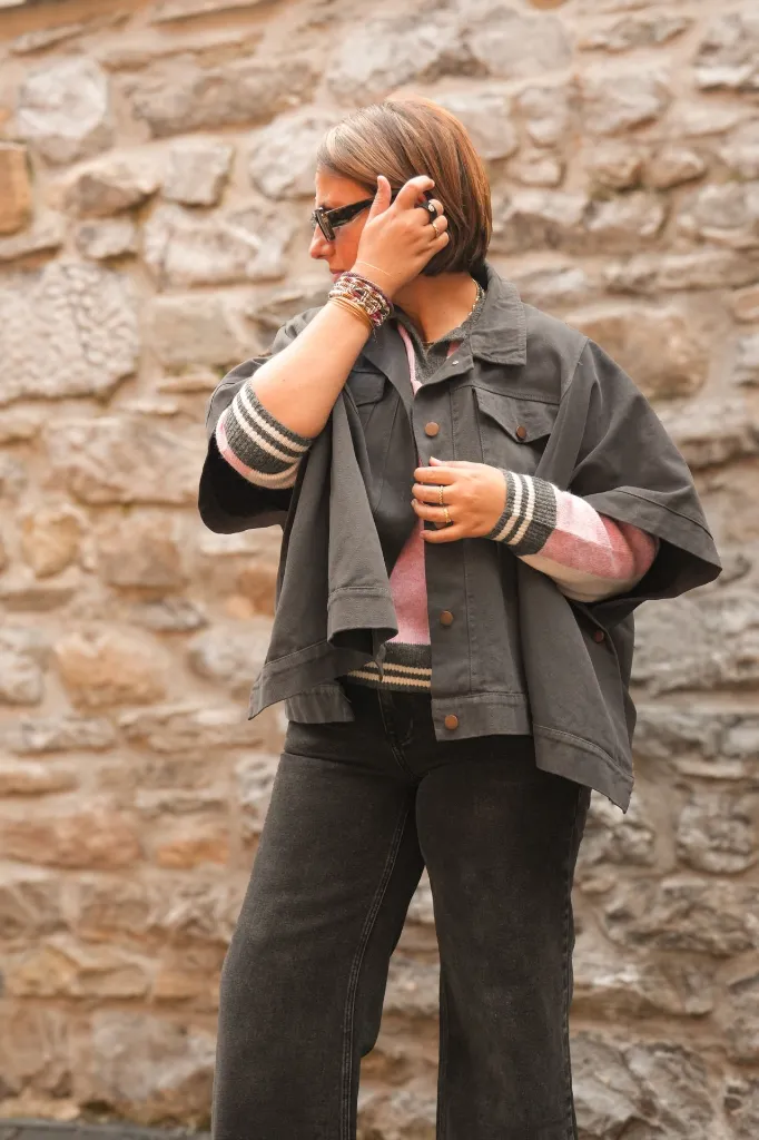 Jeans wide leg - gris foncé (vue 10)