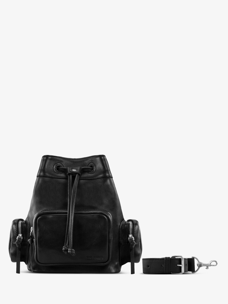 SAC SEAU CUIR NOIR UNISEXE LESEAU 90'S - NOIR — vue 2