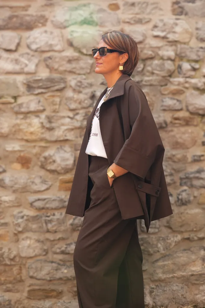 Veste cape oversize col montant - Café (vue 2)