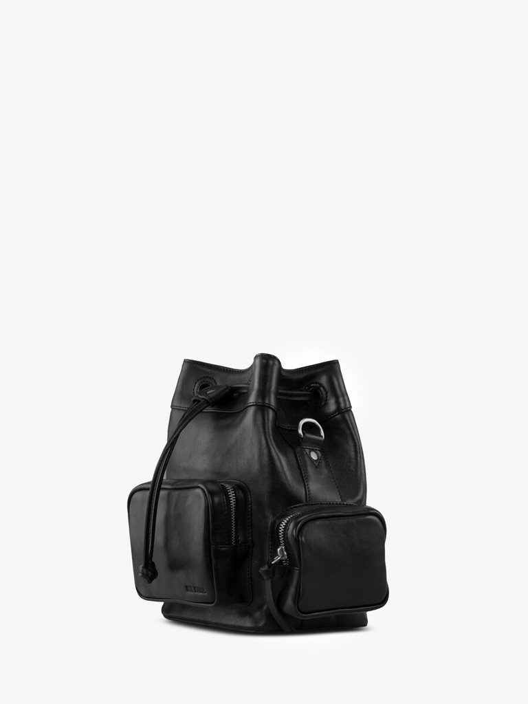 SAC SEAU CUIR NOIR UNISEXE LESEAU 90'S - NOIR — vue 4