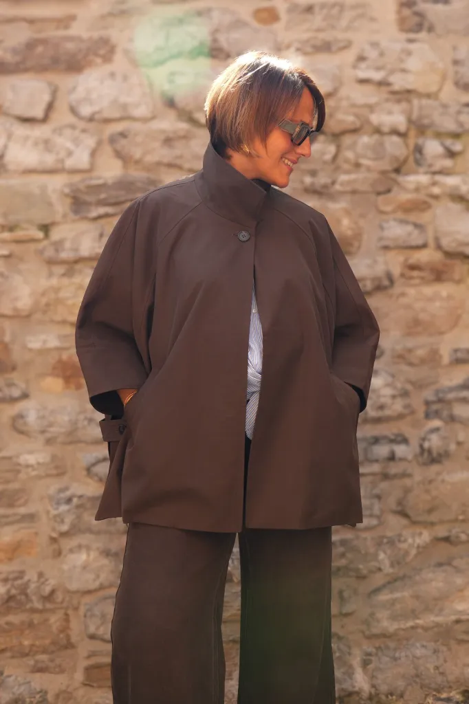 Veste cape oversize col montant - Café (vue 9)
