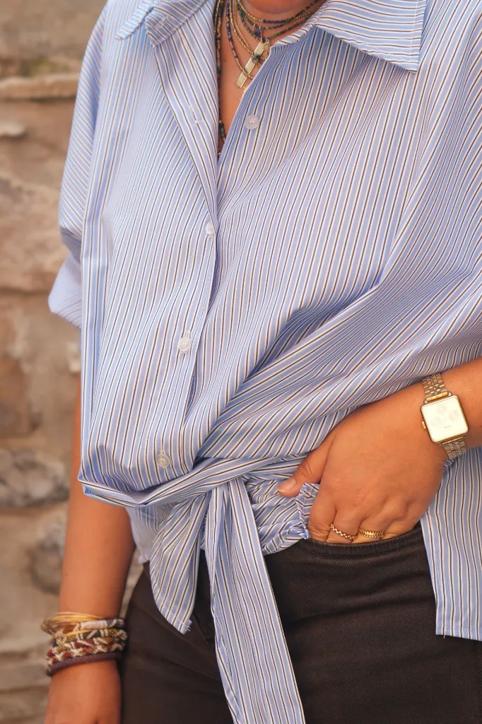 Chemise portefeuille à nouer - bleu (vue 5)