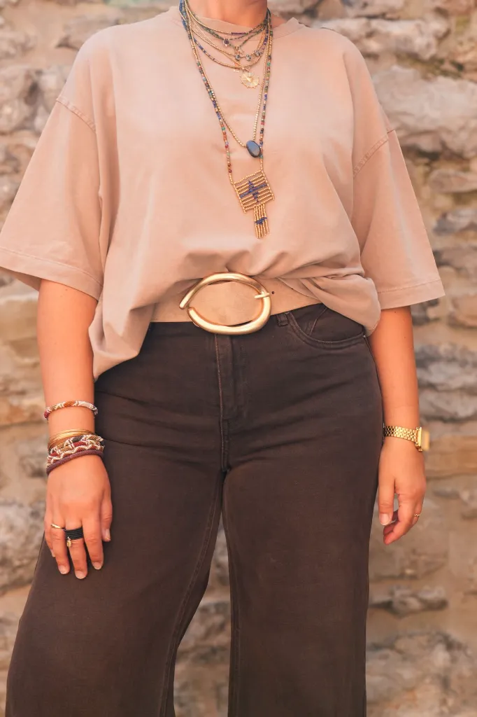 T-shirt oversize délavé - Beige sable (vue 2)