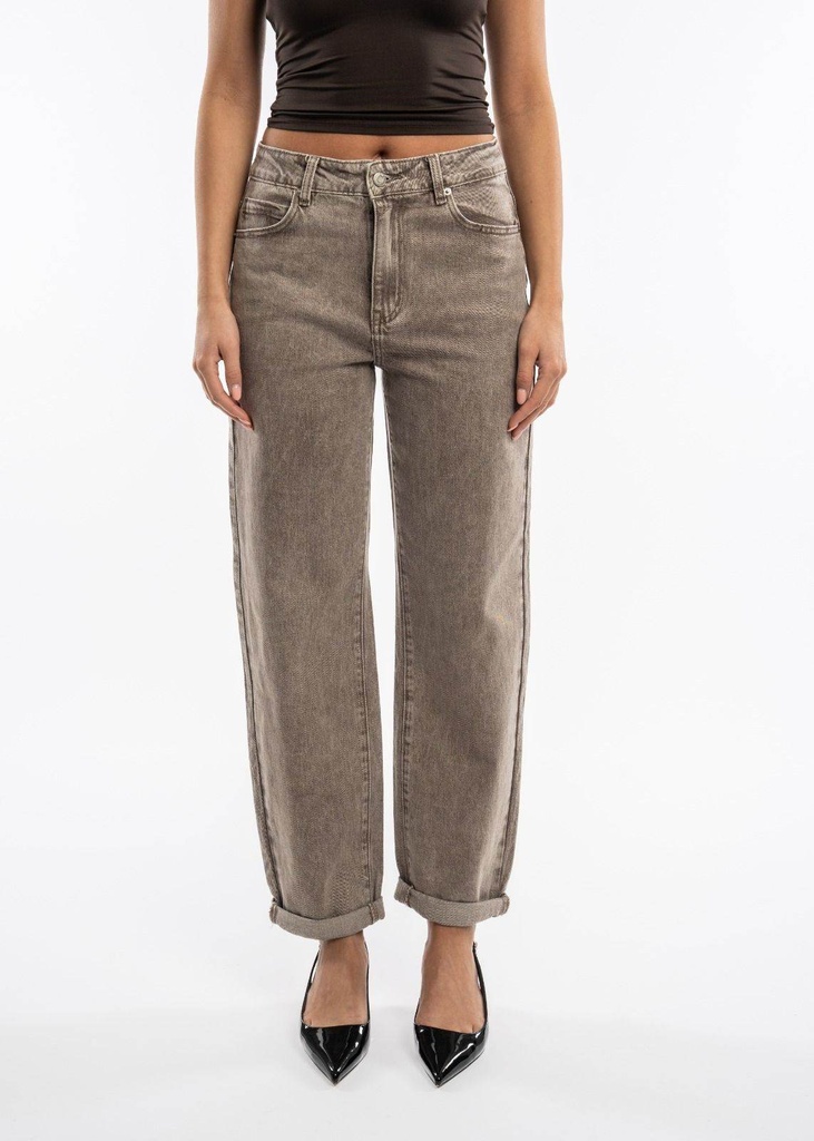Jeans mom - Taupe délavé (4)