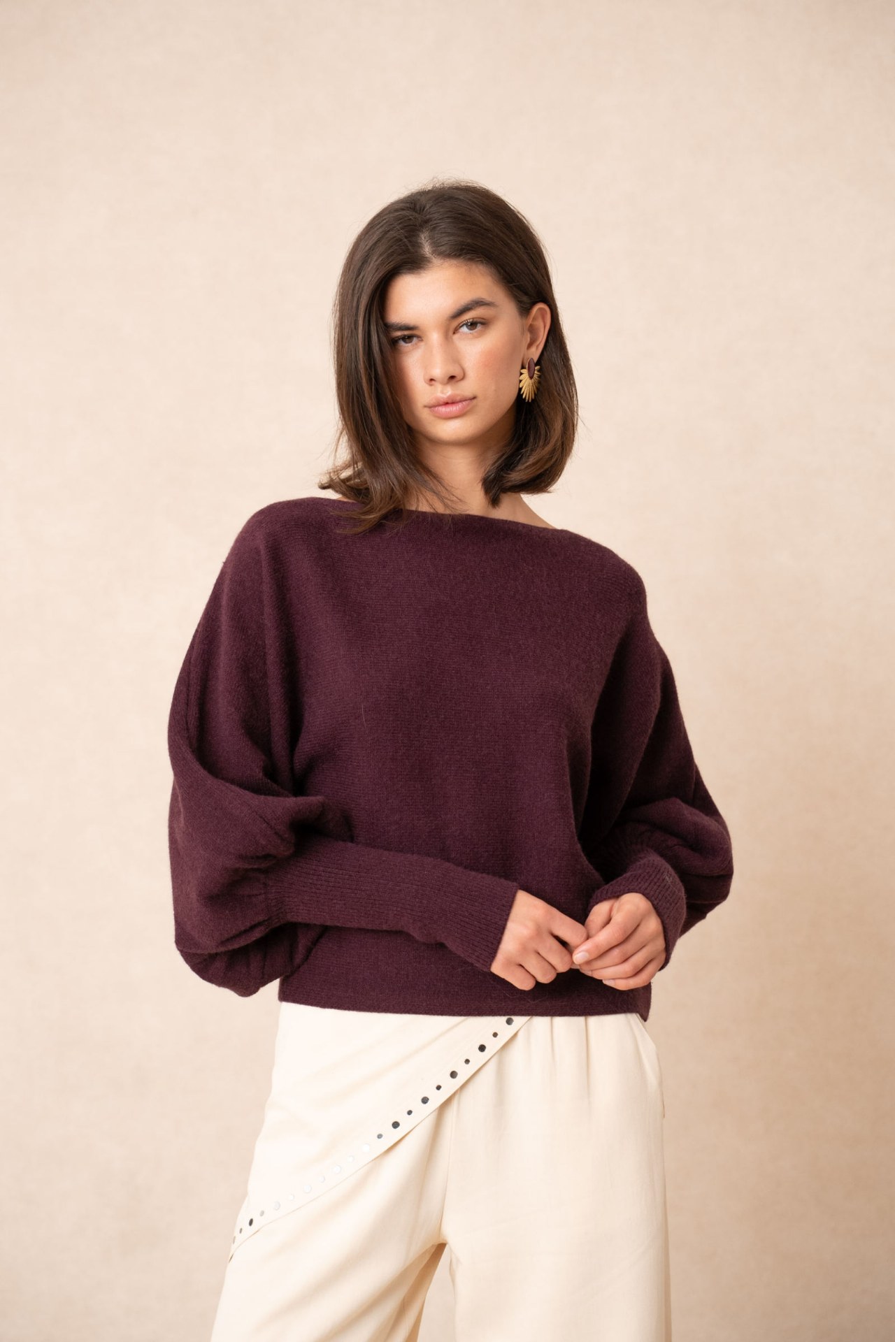 Pull en viscose - Bordeaux (2)