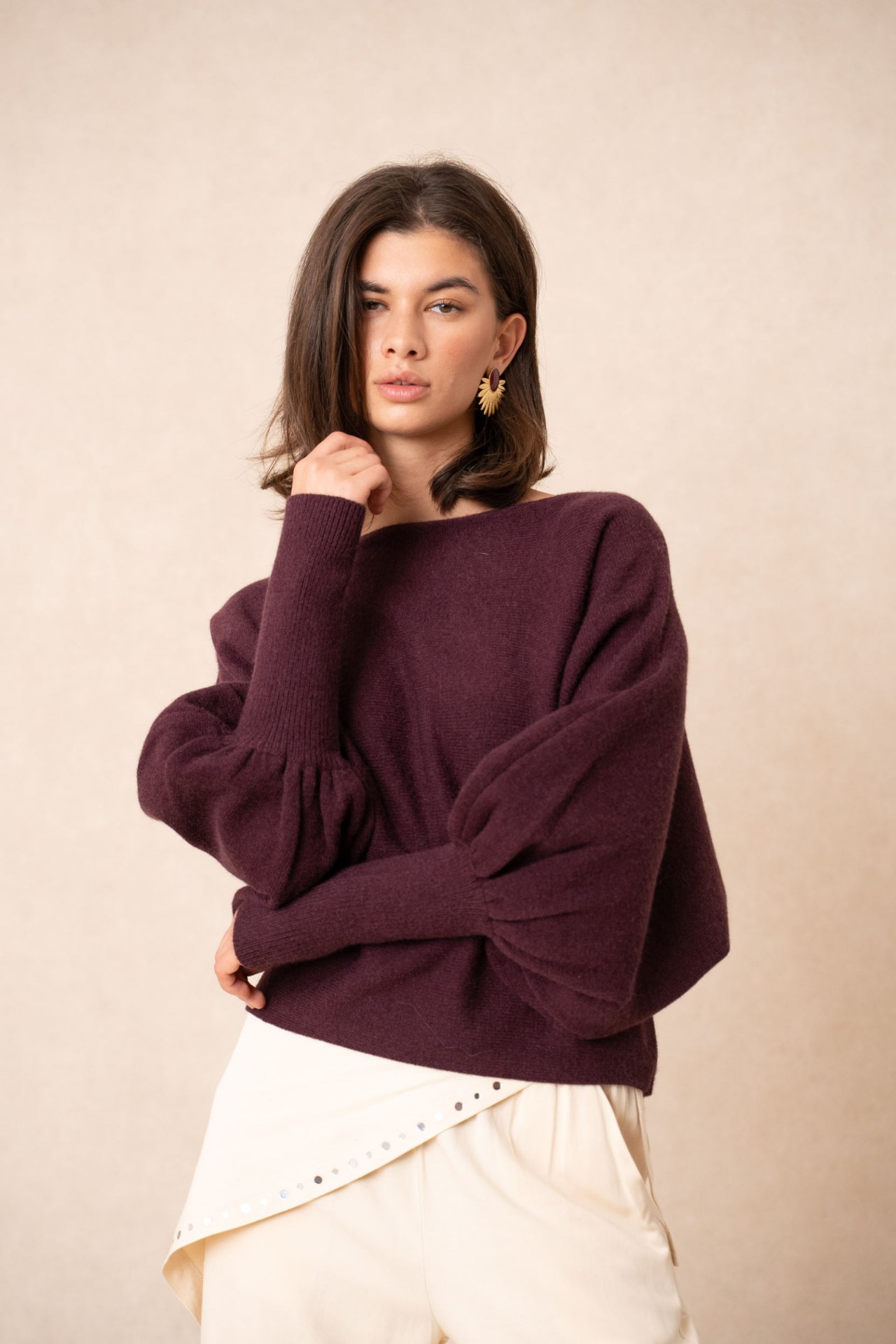 Pull en viscose - Bordeaux (3)