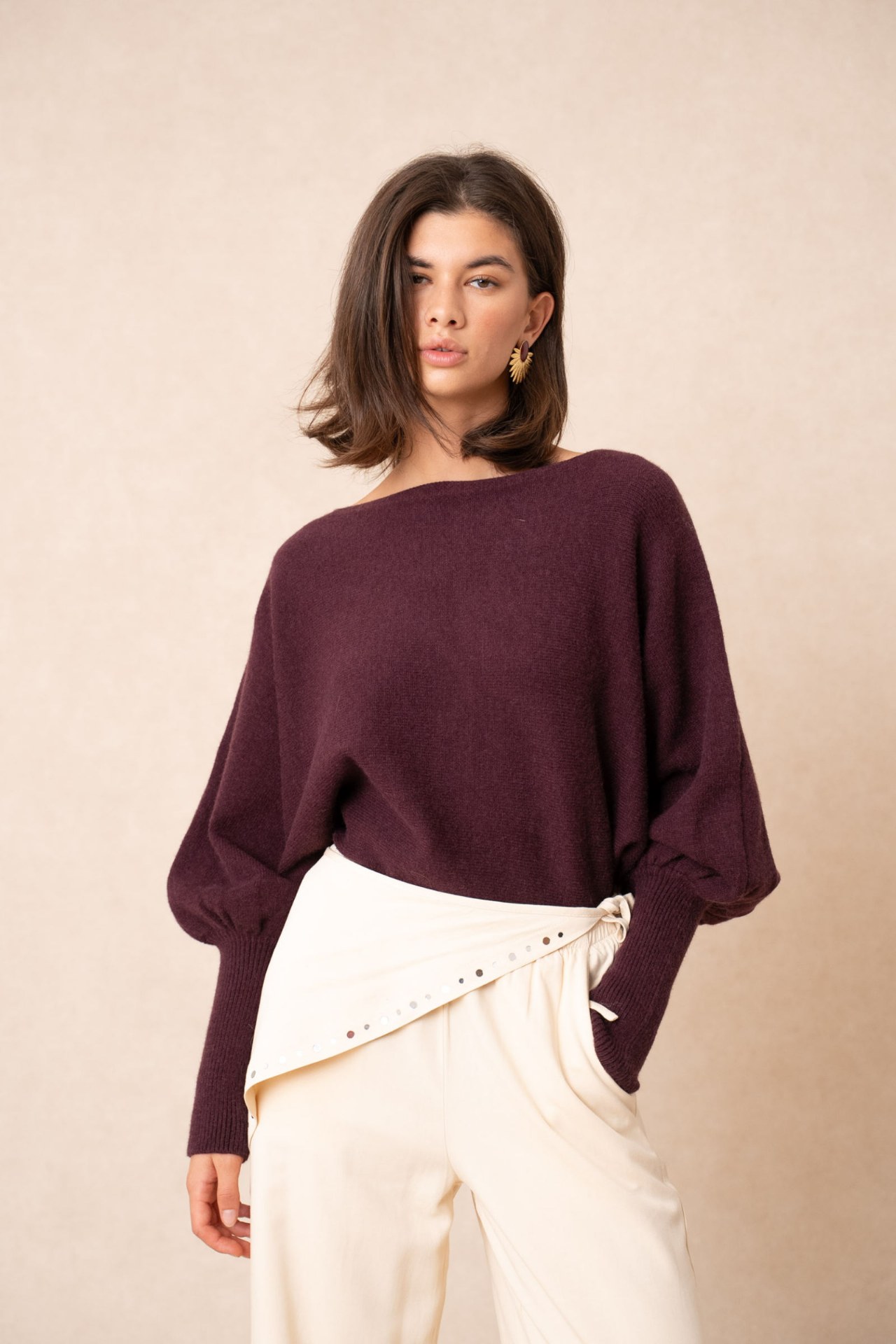 Pull en viscose - Bordeaux (9)