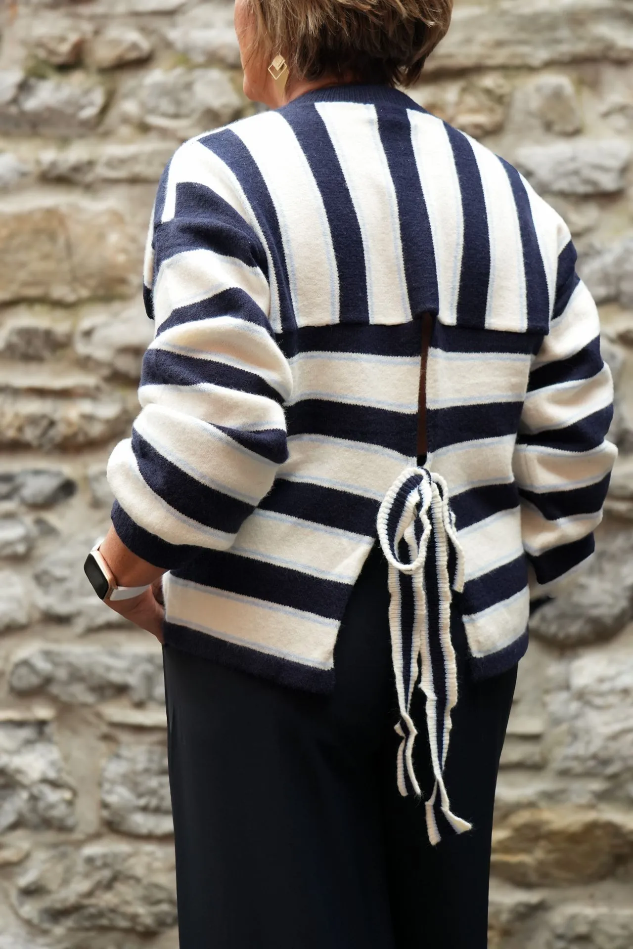 Pull - Marine/beige (vue 4)