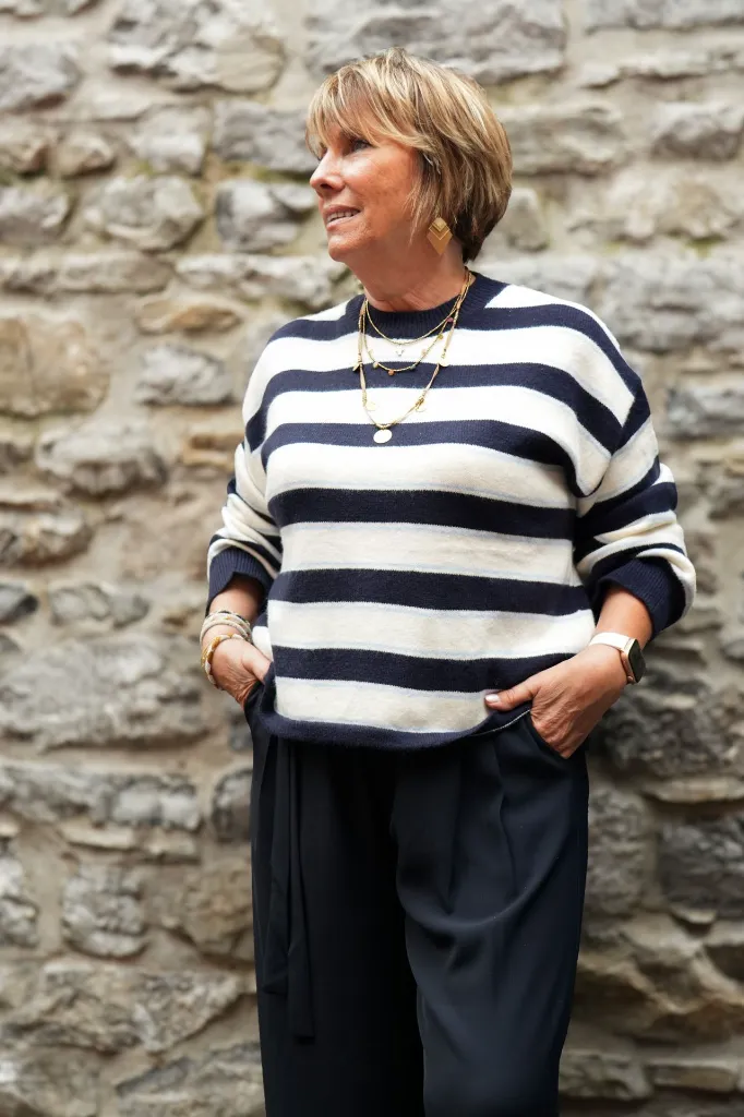 Pull - Marine/beige (vue 8)